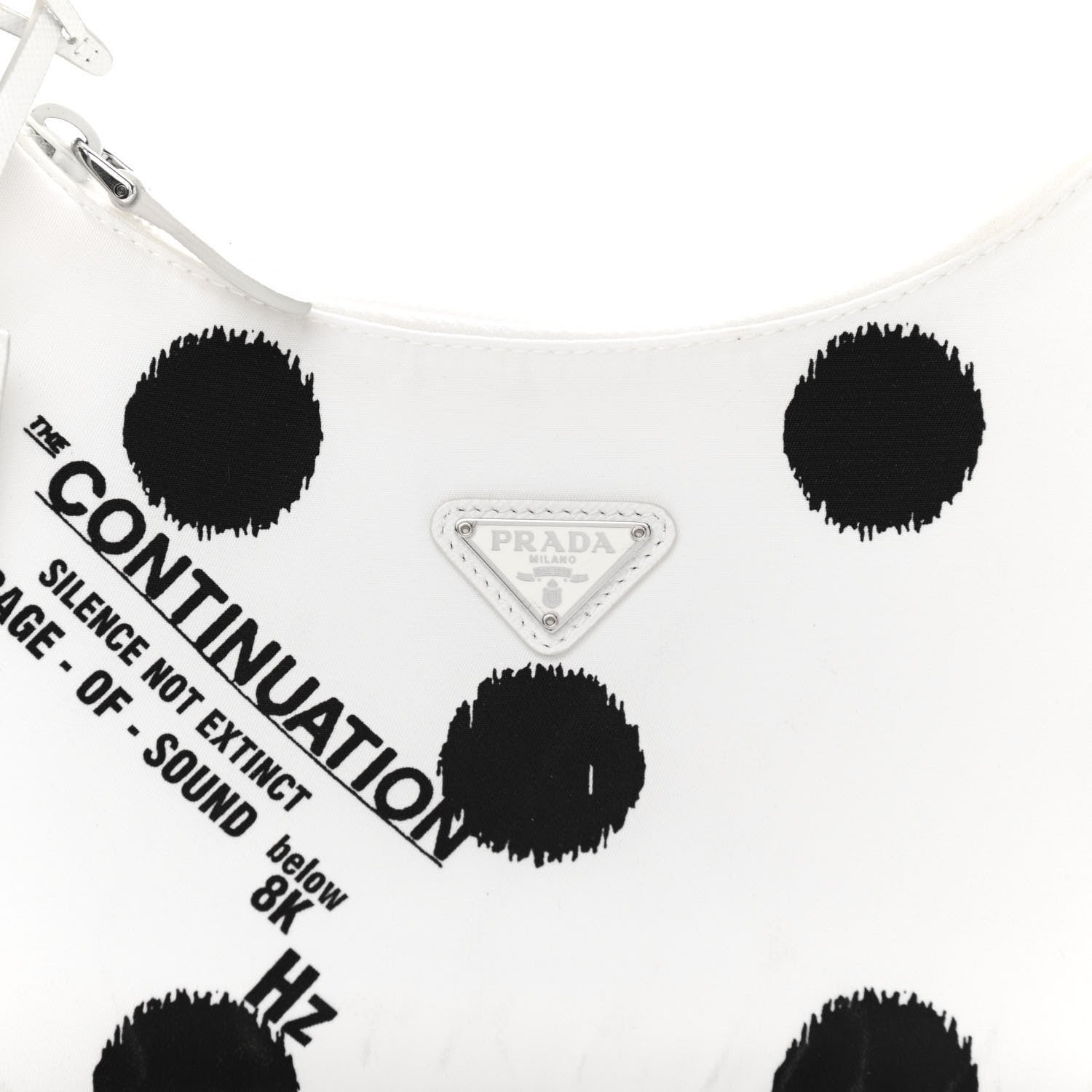 Prada Tessuto Nylon Polka-Dot Mini Re-Edition 2000 Bag White Black 9 of 11