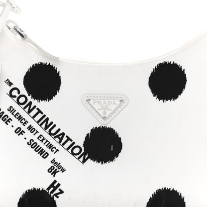Prada Tessuto Nylon Polka-Dot Mini Re-Edition 2000 Bag White Black 9 of 11