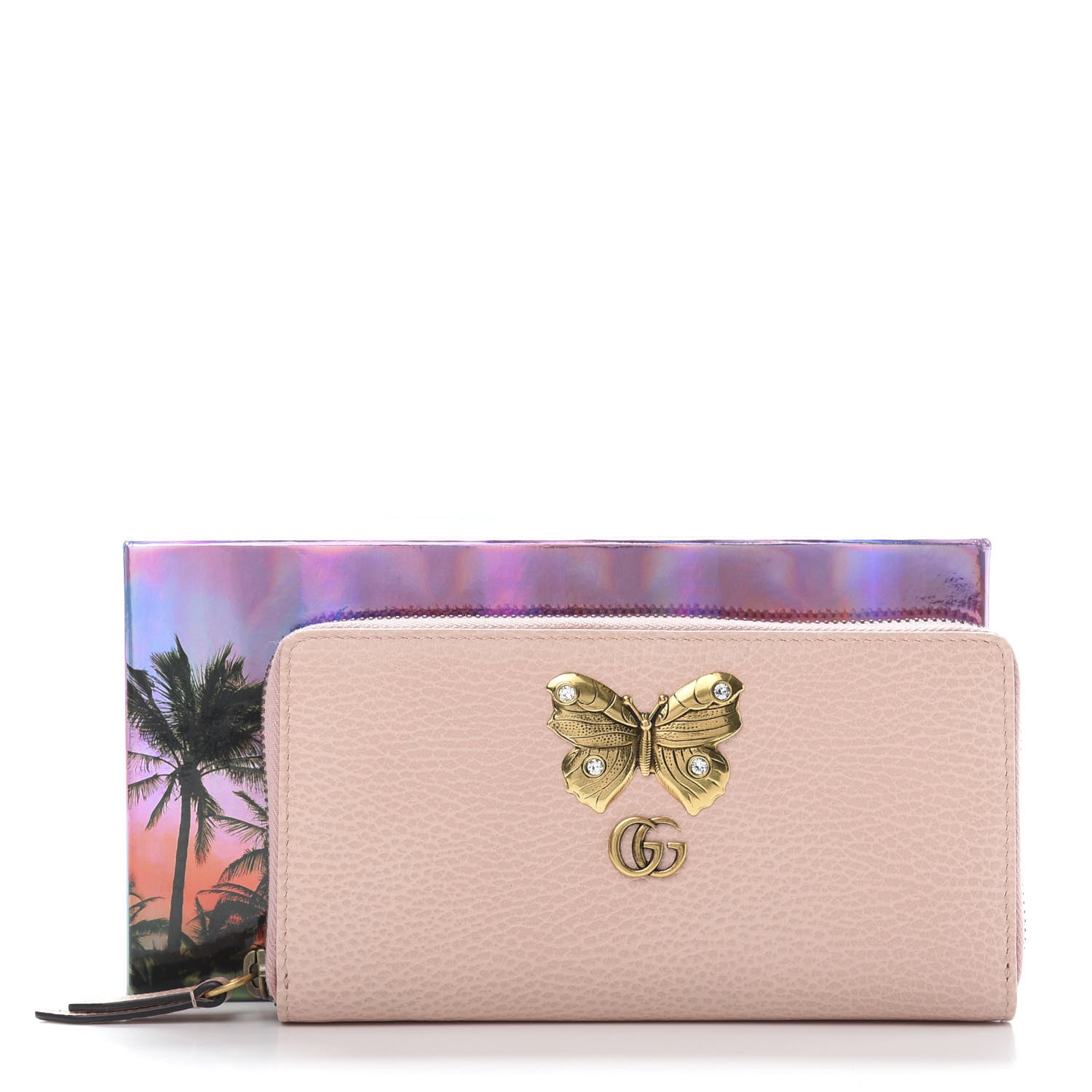 Gucci Calfskin Butterfly Farfalla Zip Around Wallet Perfect Pink 7 of 7