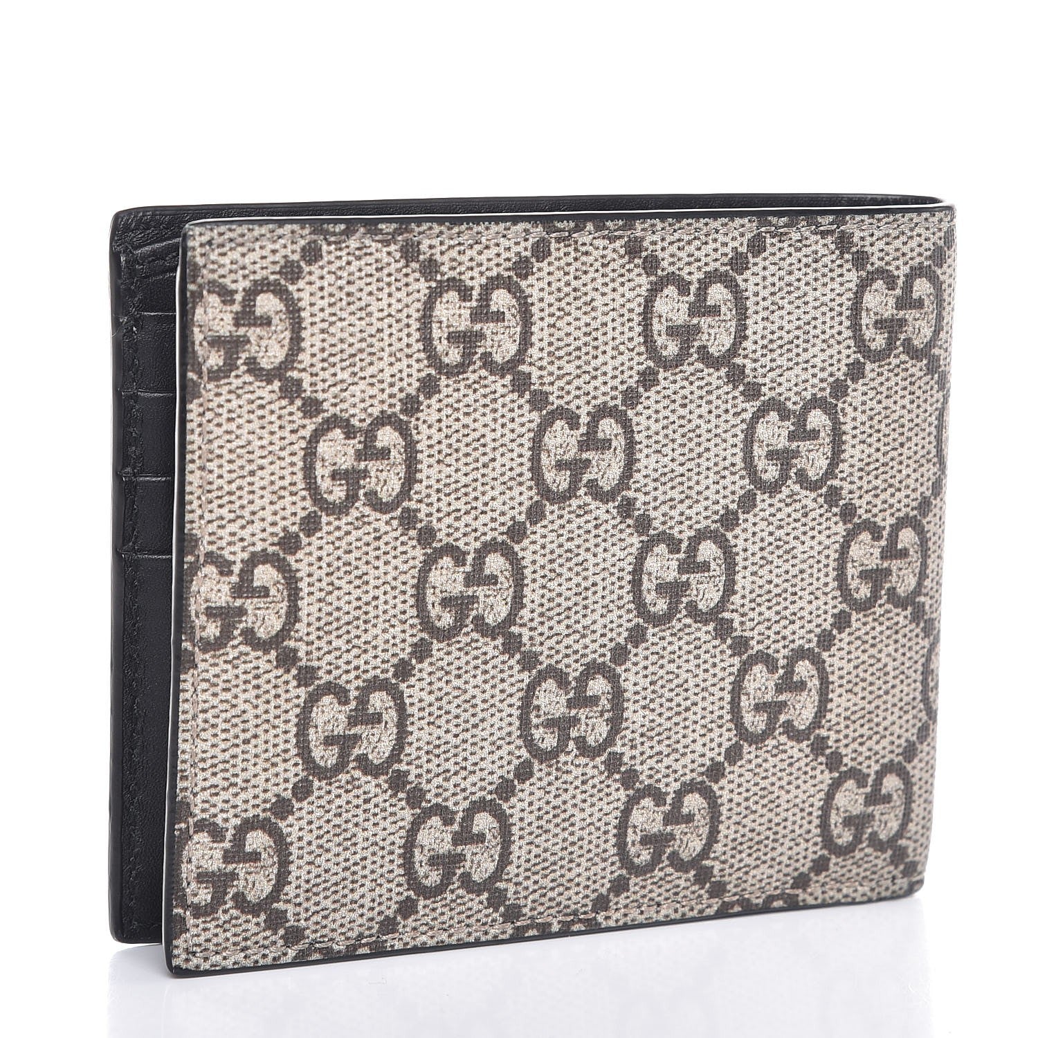 Gucci GG Supreme Monogram Selleria Calfskin Tiger Nice Bi-Fold Wallet Beige Ebony Multicolor Black 3 of 8