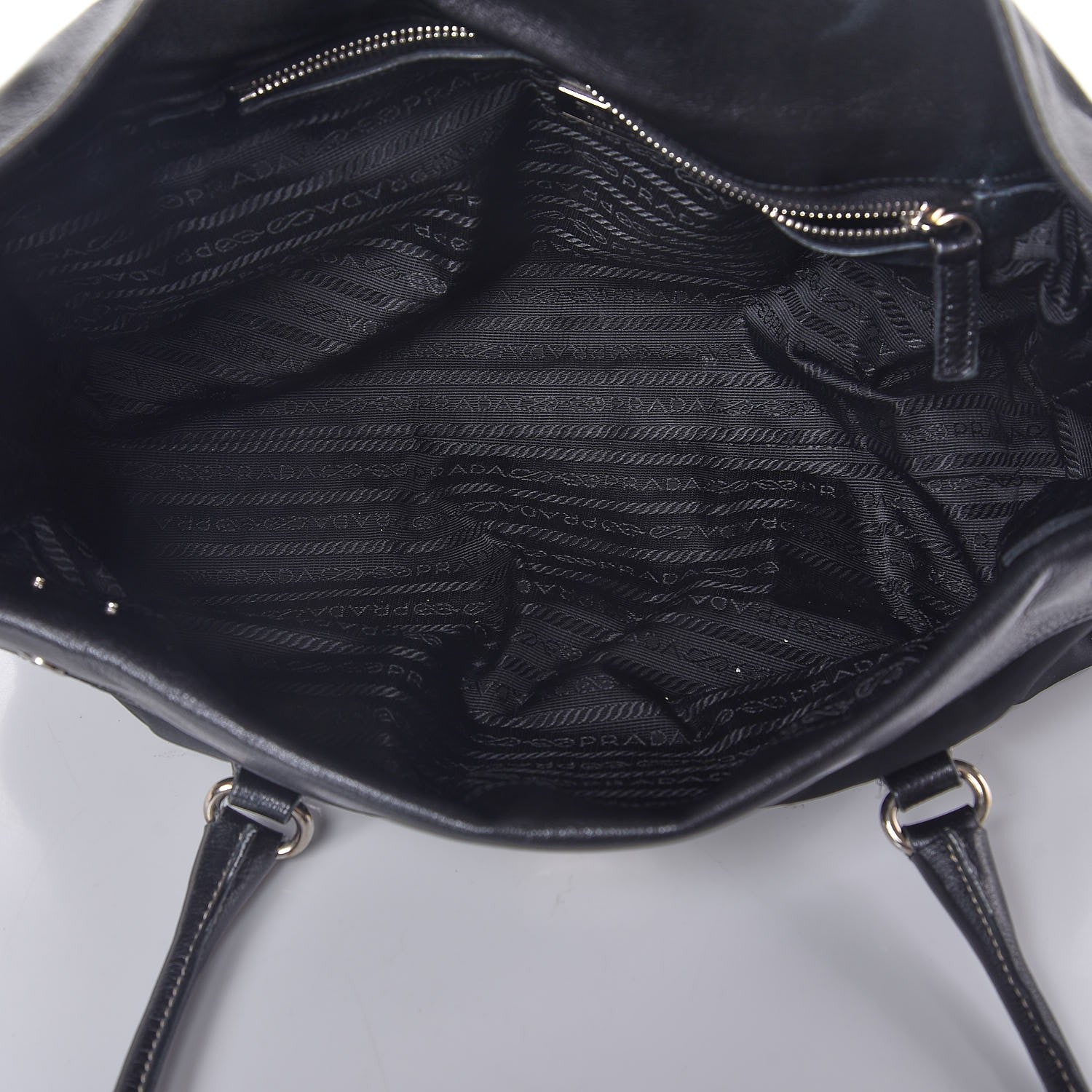 Prada Buffalo Tessuto Foldover Pushlock Satchel Black 5 of 6