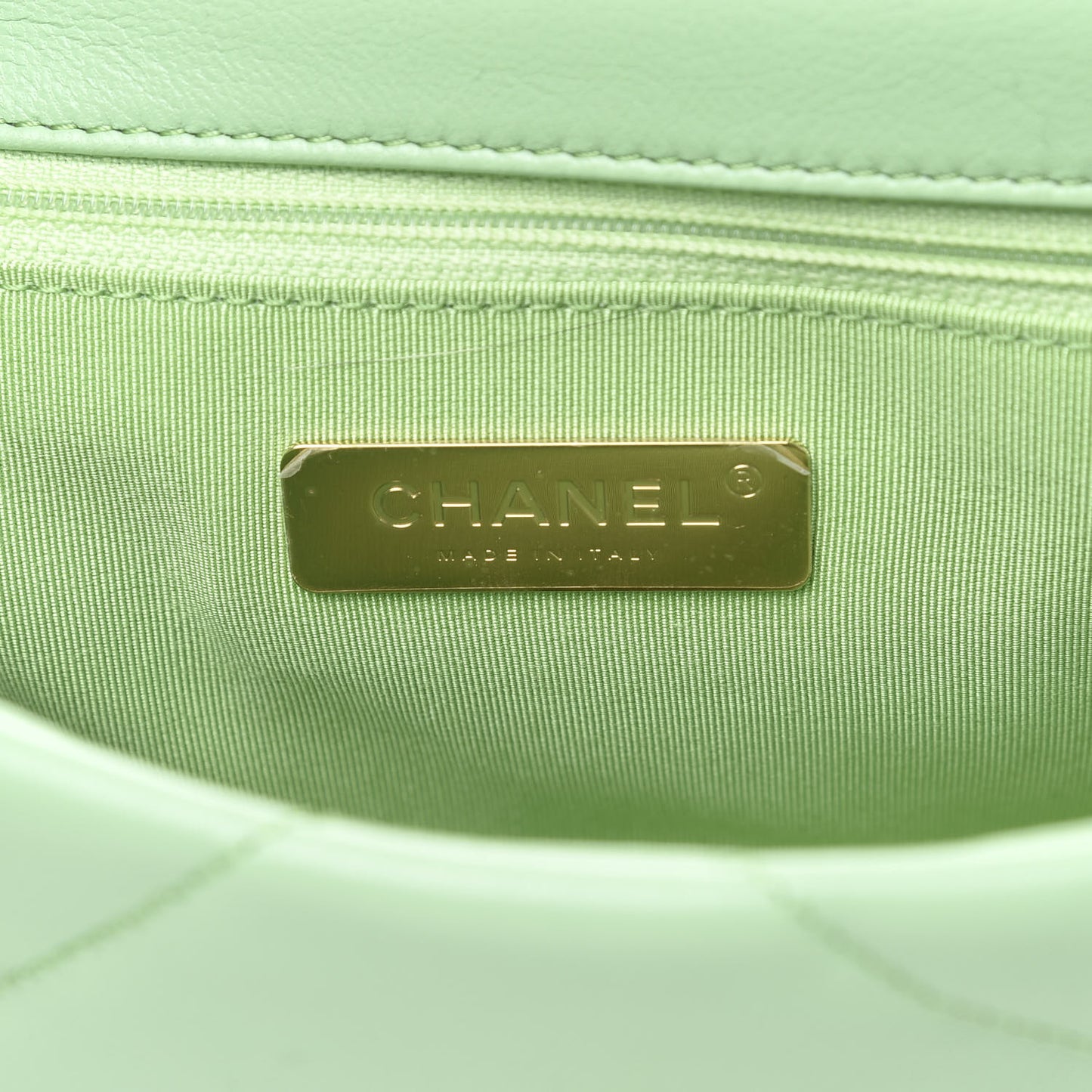 Goatskin Quilted Medium 19 Flap Light Green