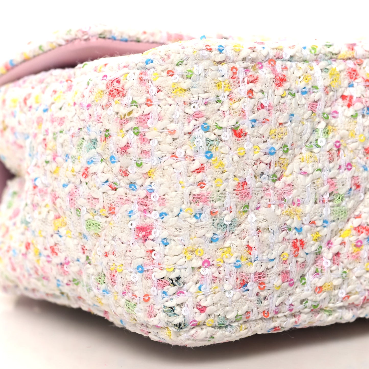 Tweed Quilted Mini Rectangular Flap White Pink Green Blue