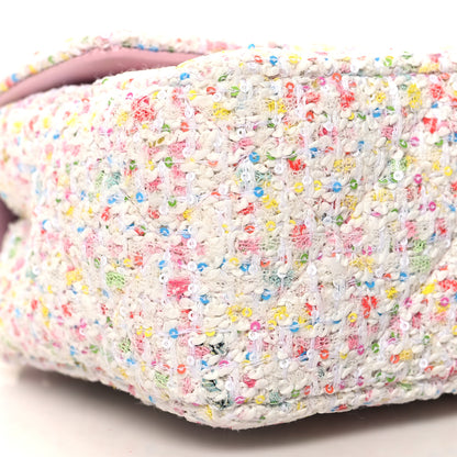 Chanel Tweed Quilted Mini Rectangular Flap White Pink Green Blue 9 of 11