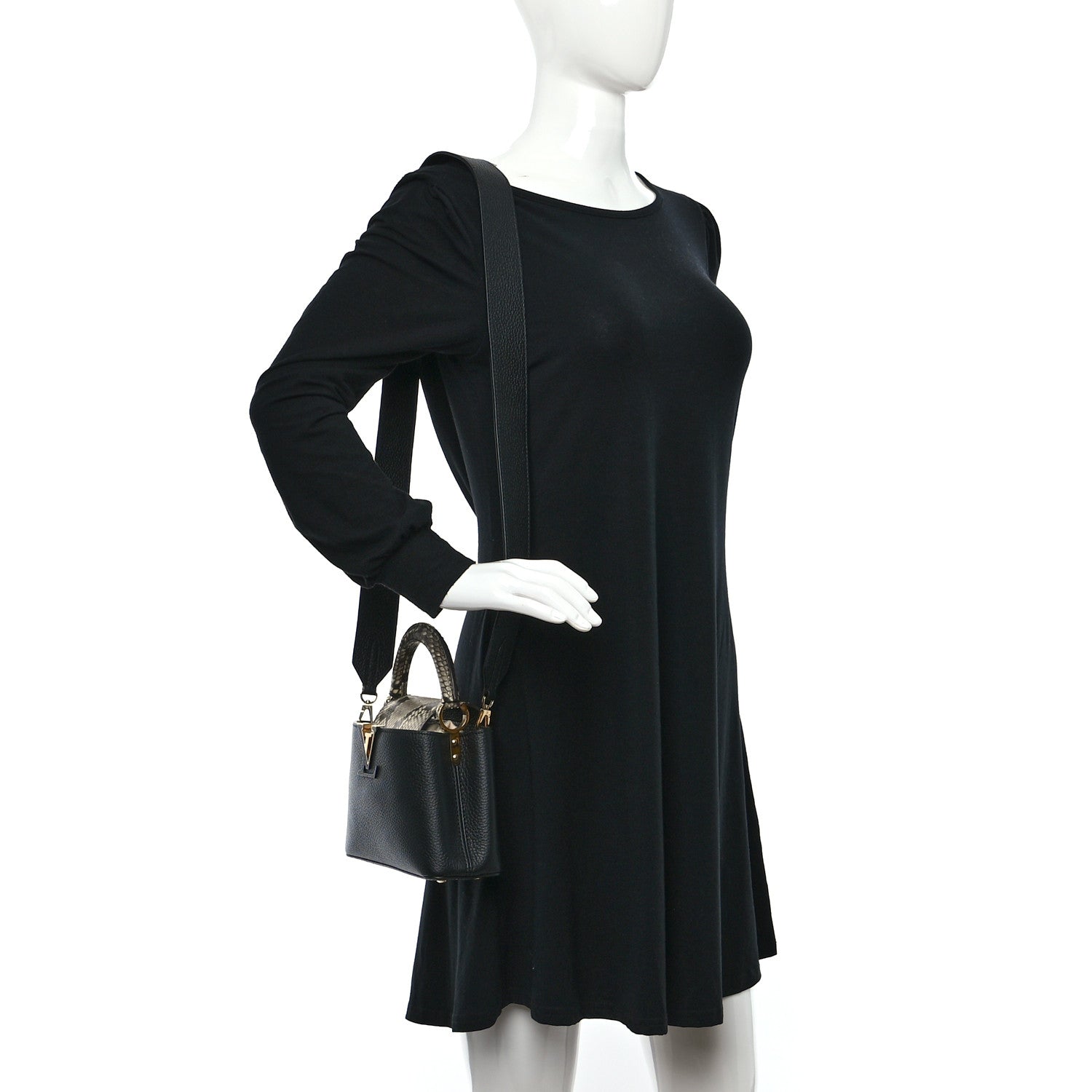 Louis Vuitton Taurillon Snakeskin Mini Capucines Black 2 of 8