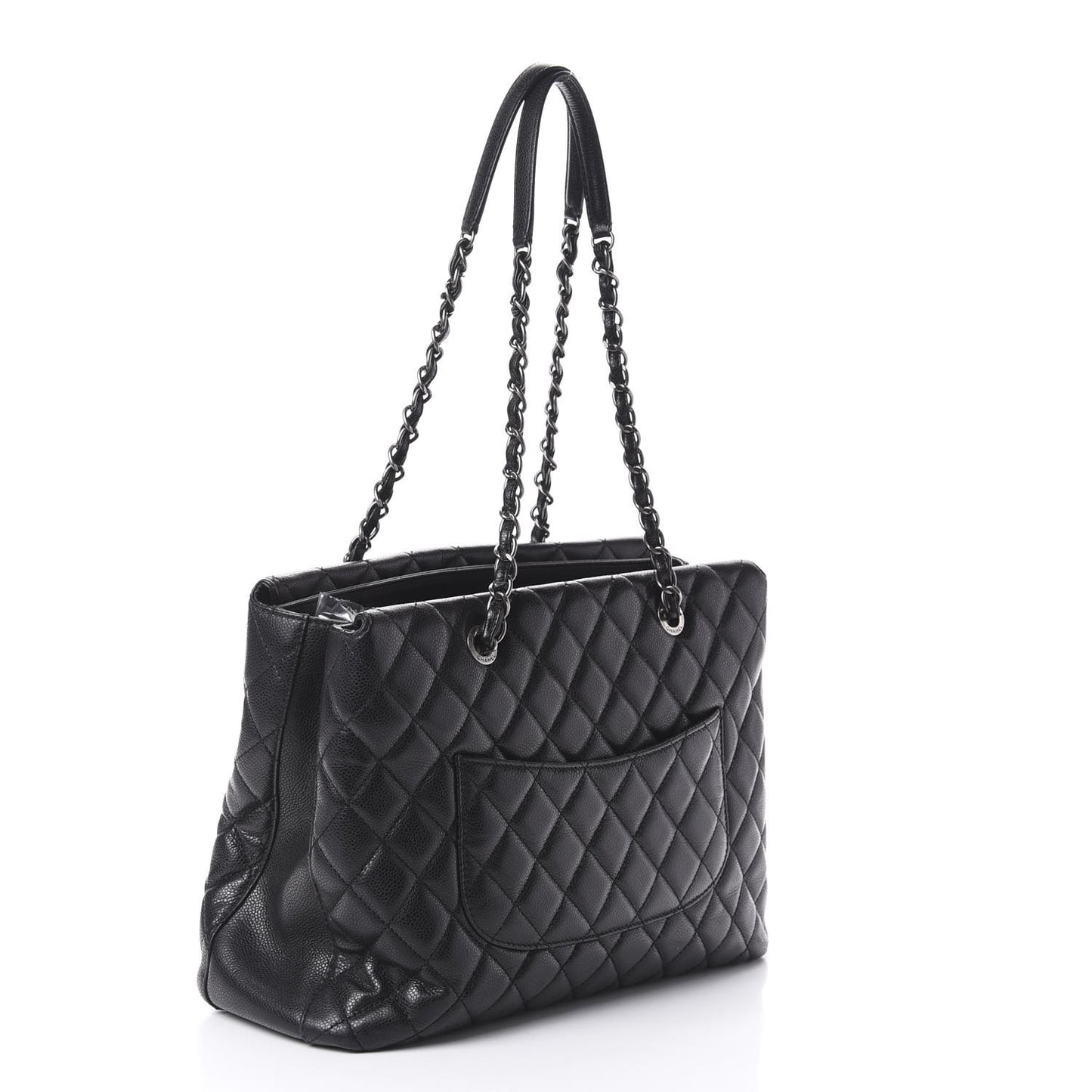 Caviar Quilted City Shopping Tote Black