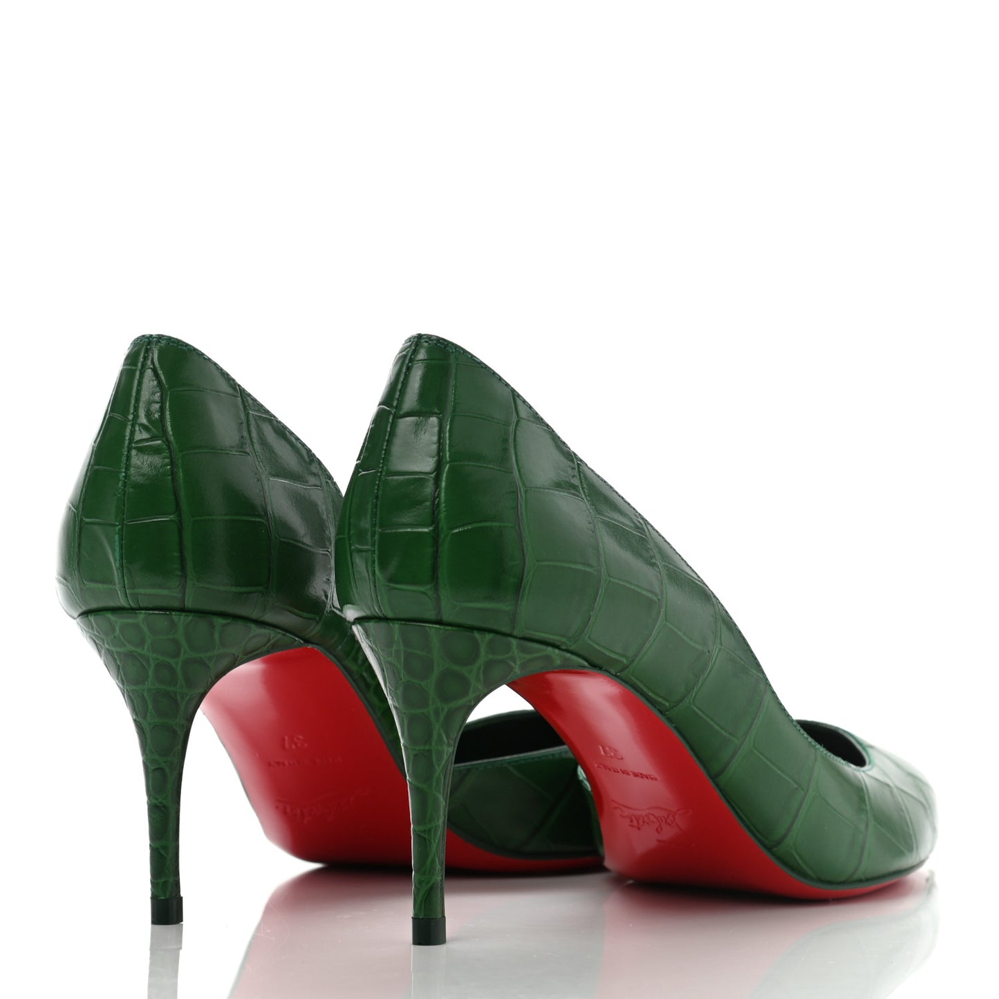 Crocodile Embossed Calfskin Iriza 70 Pumps 37 Green