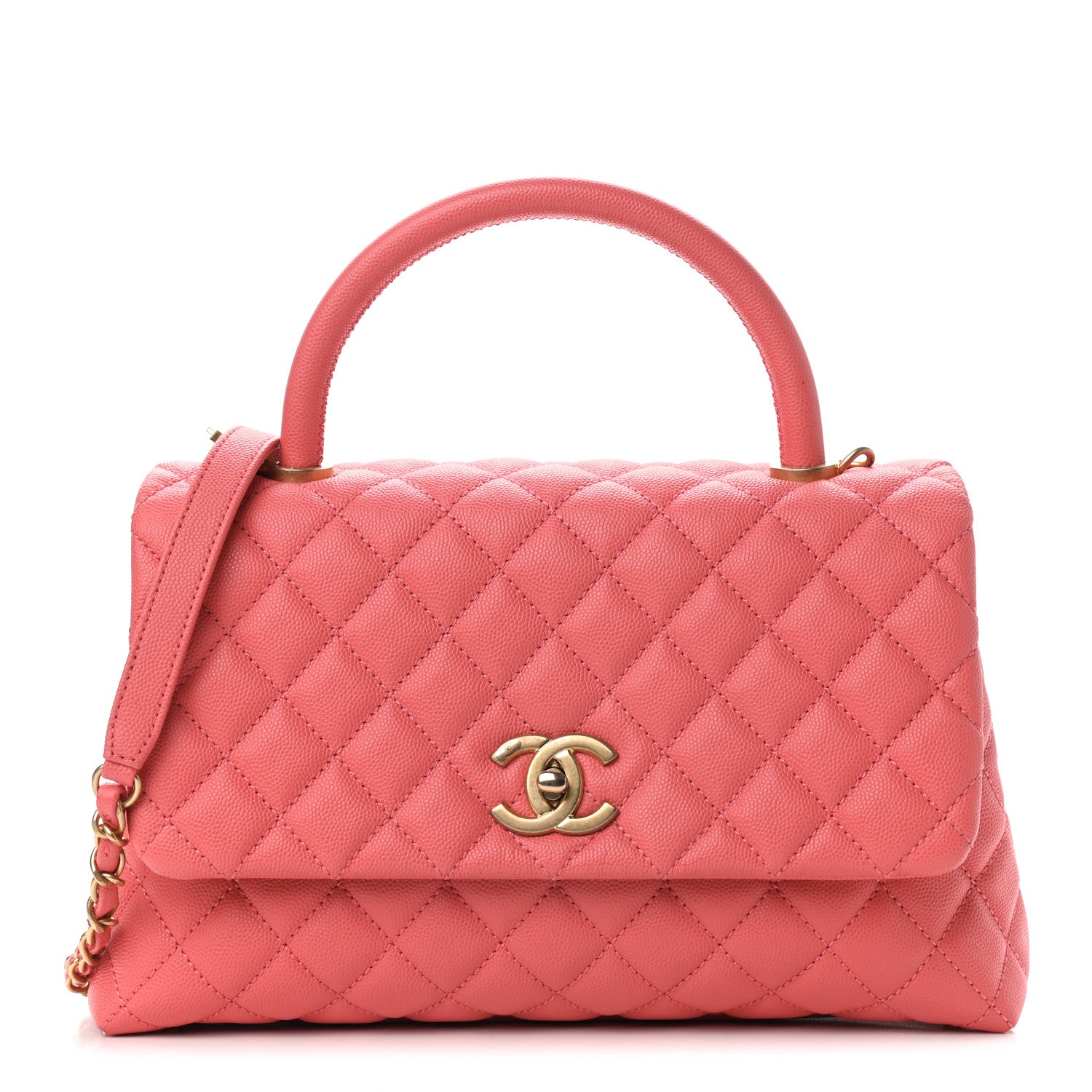 Chanel Caviar Quilted Small Coco Handle Flap Pink 1 of 9