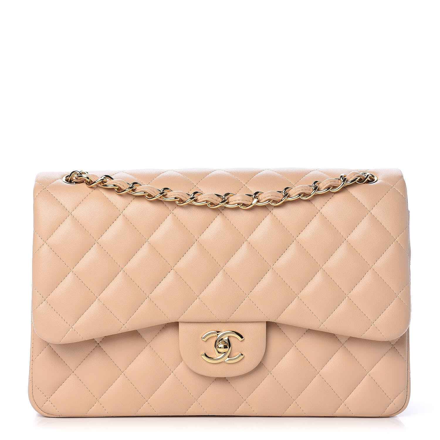 Chanel Lambskin Quilted Jumbo Double Flap Beige Clair 1 of 11
