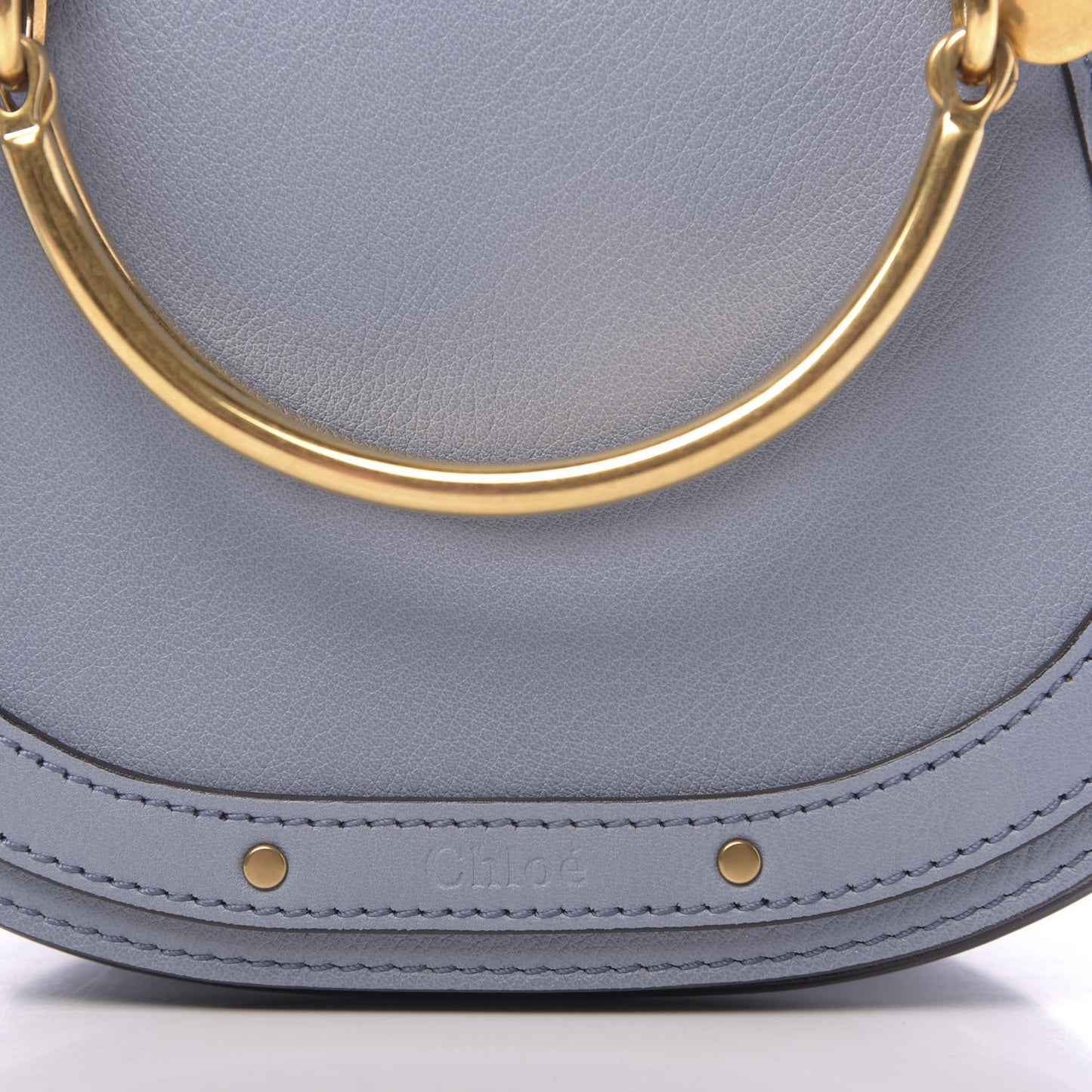 Calfskin Suede Small Nile Bracelet Bag Cloudy Blue