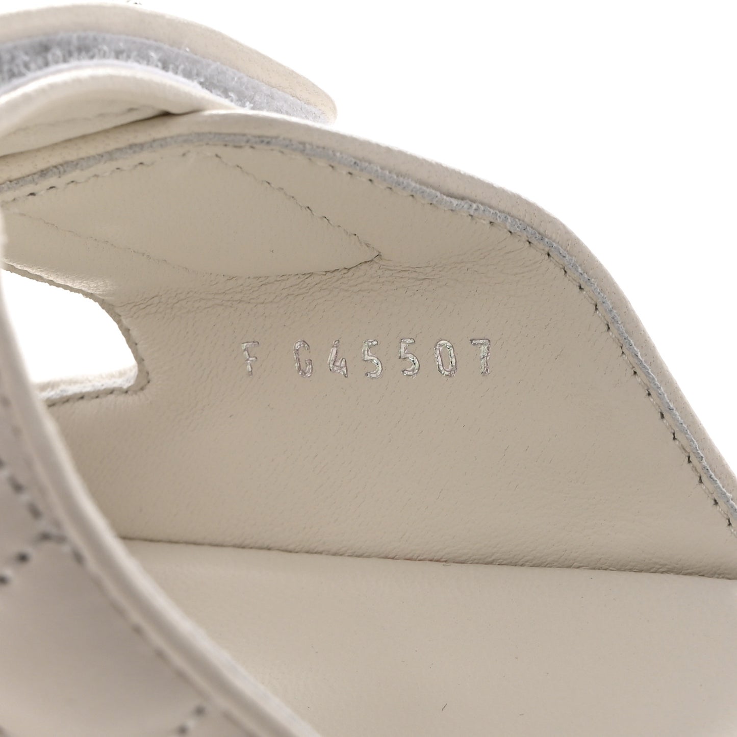 Lambskin Quilted Velcro Dad Chain CC Slide Sandals 36 White