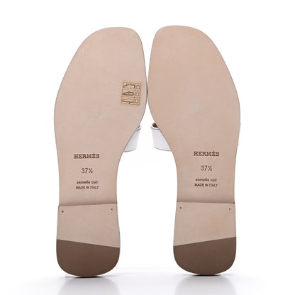 Hermes Box Calfskin Oran Sandals 37.5 White 5 of 7