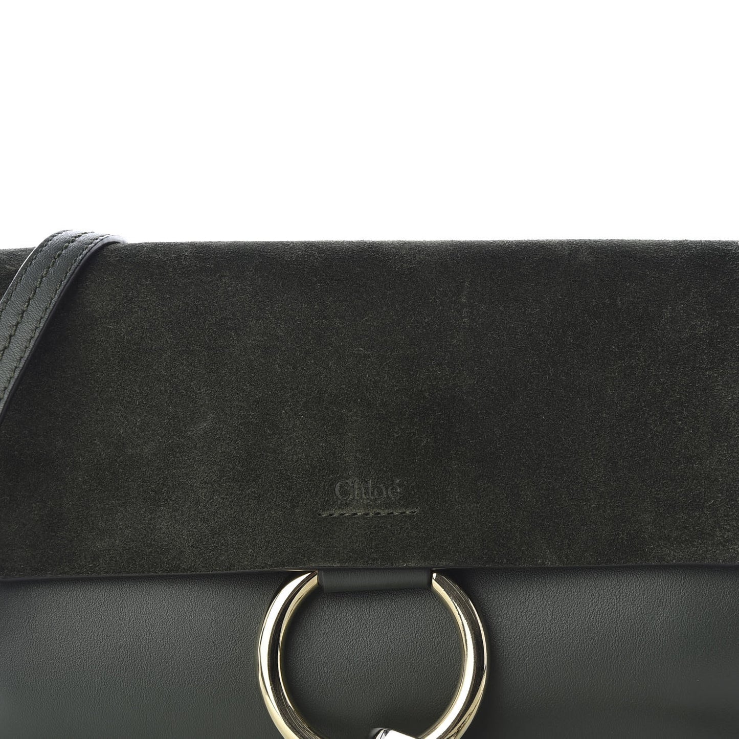 Suede Calfskin Small Faye Shoulder Bag Deep Forest