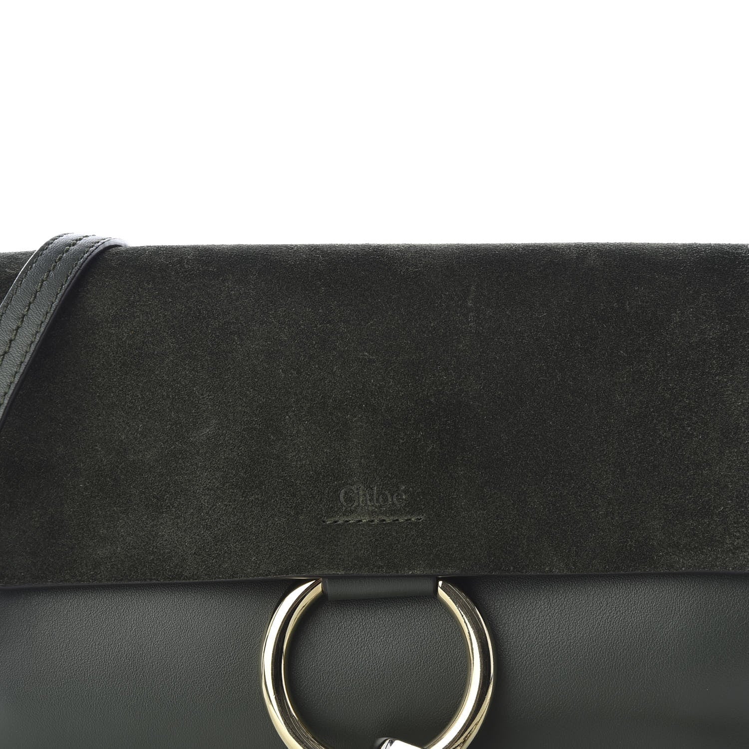 Chloe Suede Calfskin Small Faye Shoulder Bag Deep Forest 8 of 8