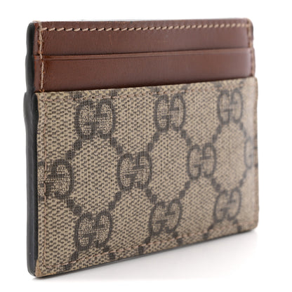 Gucci GG Supreme Monogram Calfskin Card Holder Beige Ebony Cuir 3 of 10