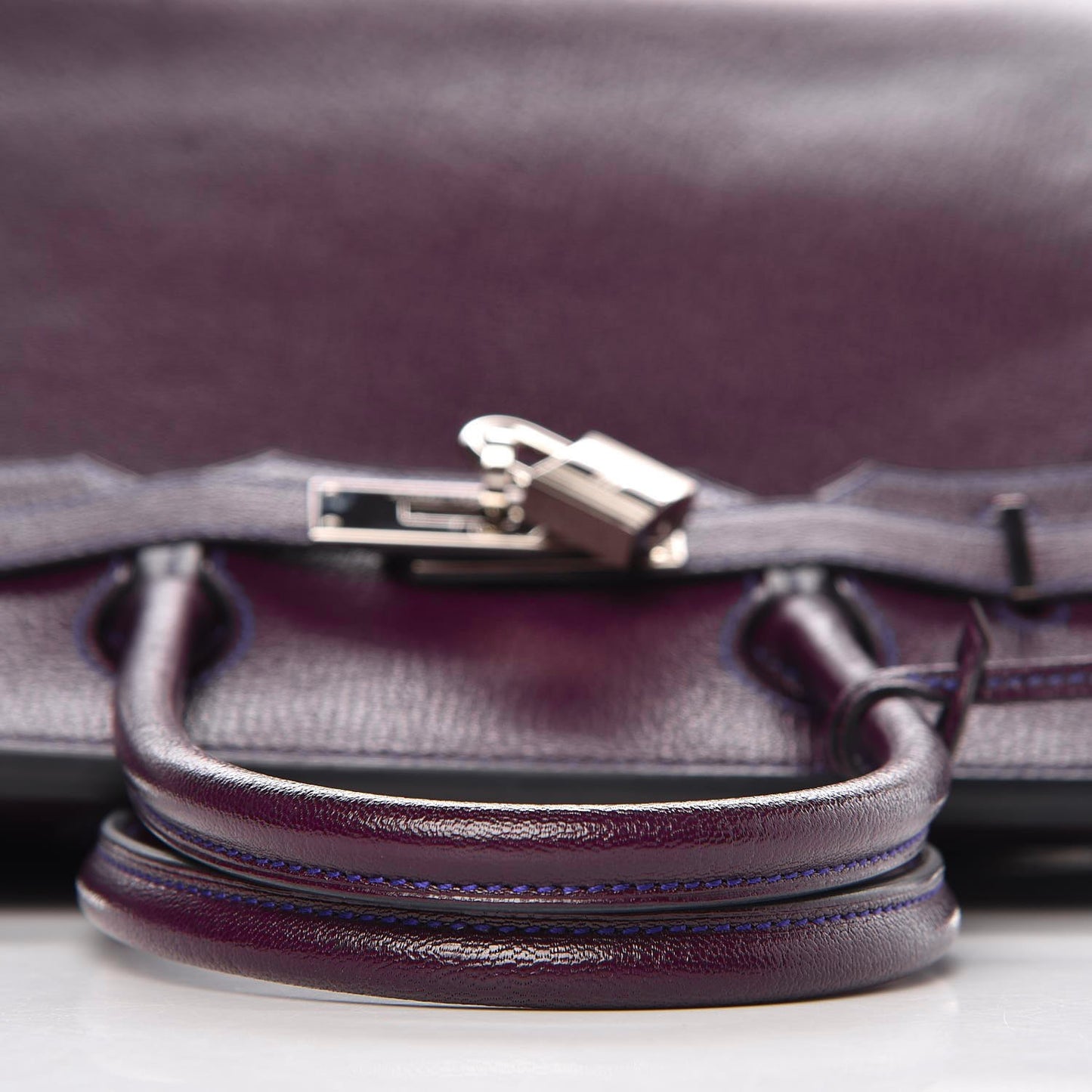 Chevre Mysore Bi-Color Horseshoe Birkin 30 Raisin Bleu Electrique