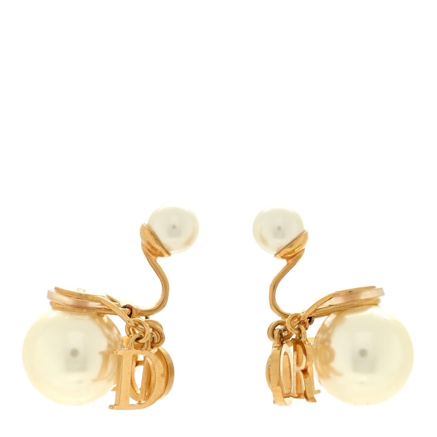 Metal Pearl Crystal Tribales Clip On Earrings Gold White