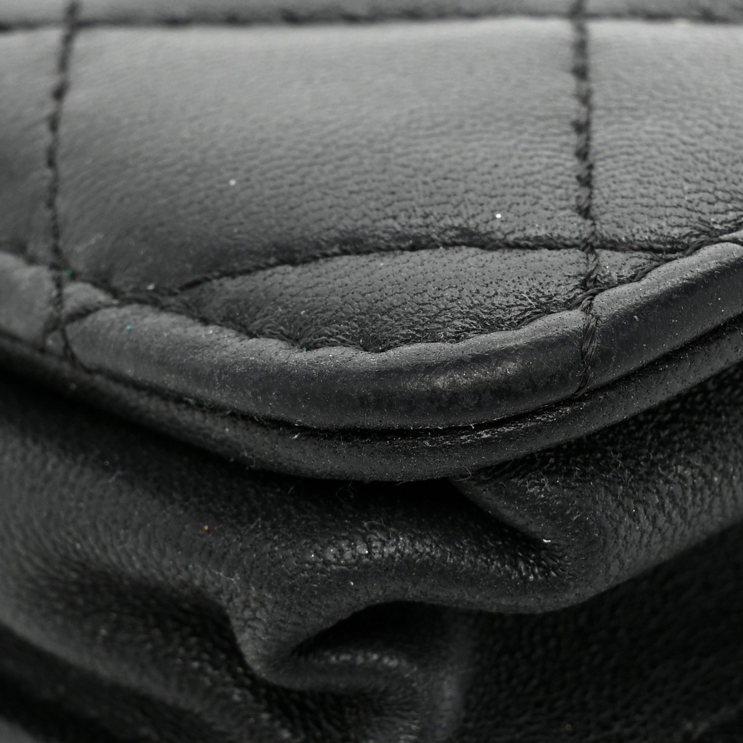 Lambskin Quilted Trendy CC Wallet On Chain WOC Black