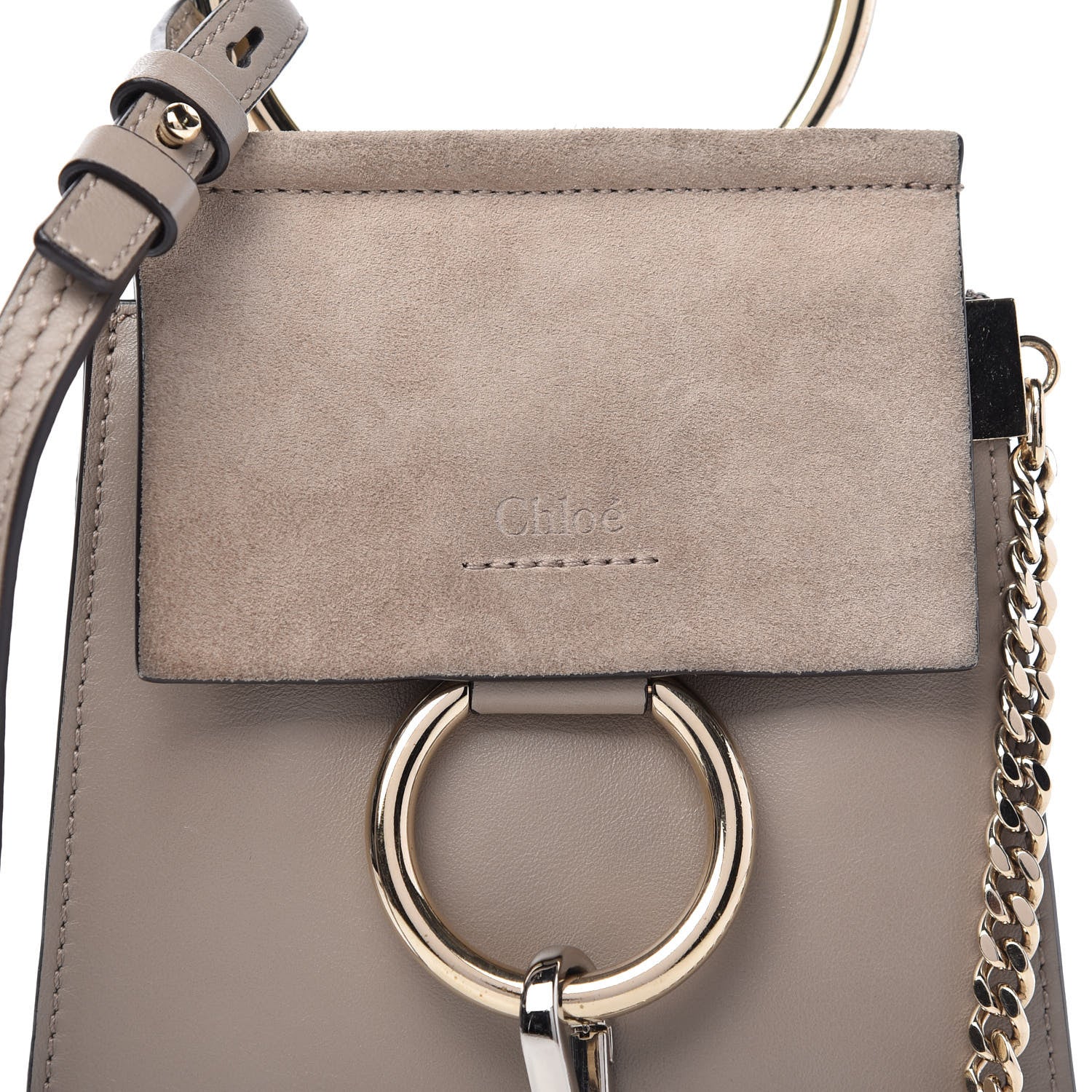 Chloe Suede Calfskin Mini Faye Bracelet Bag Motty Grey 10 of 10