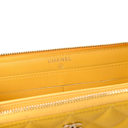 Chanel Caviar Quilted Large Gusset Zip Around Wallet Yellow 8 of 12