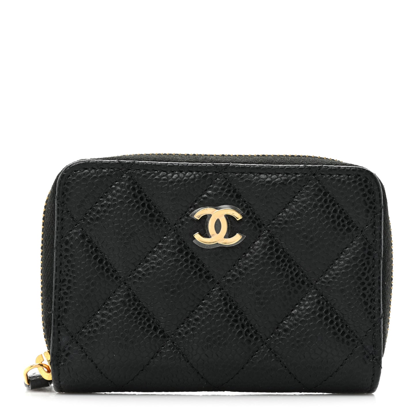 Caviar Quilted Classic Zipped Coin Purse Black