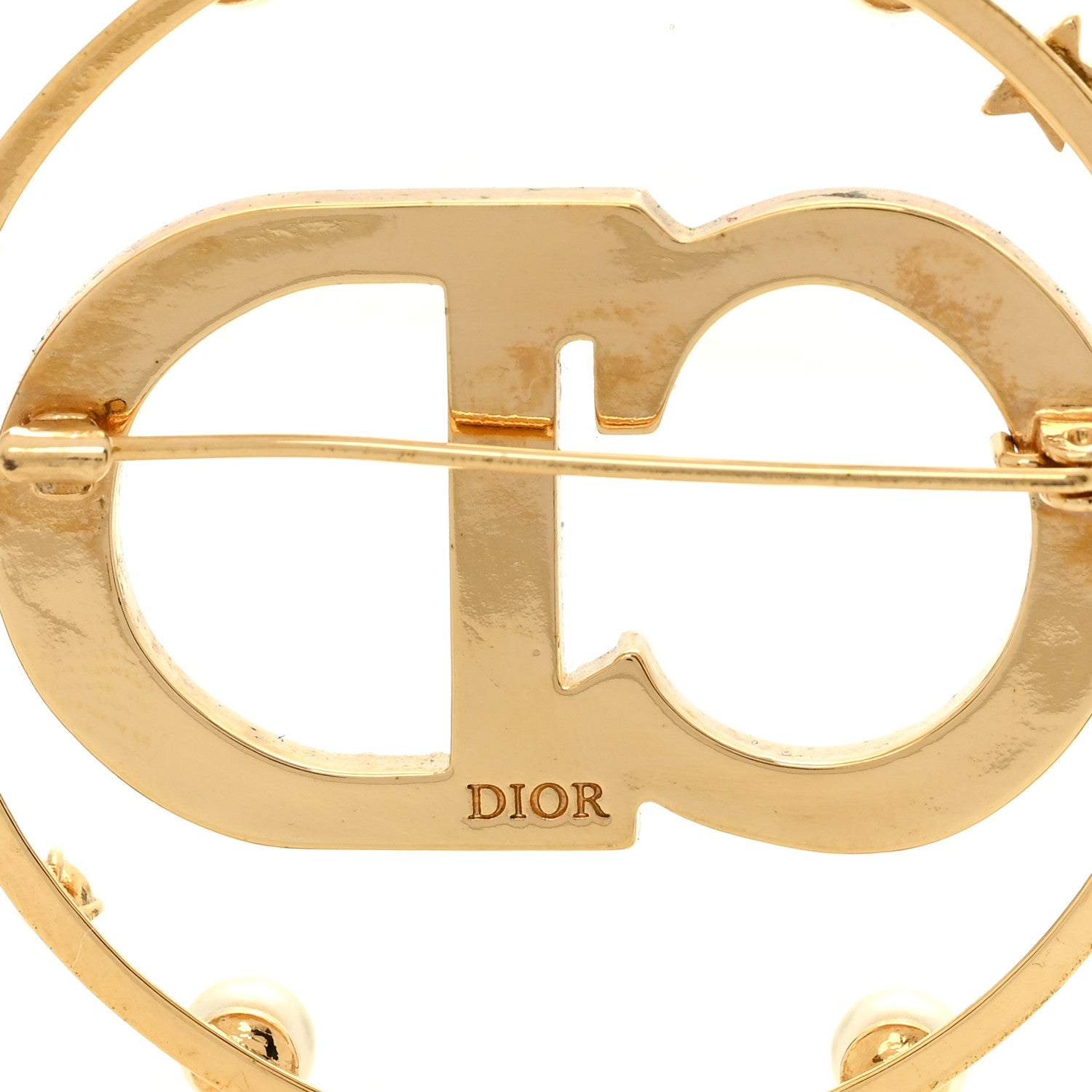 Christian Dior Crystal Pearl Clair D Lune Brooch Gold 1826043