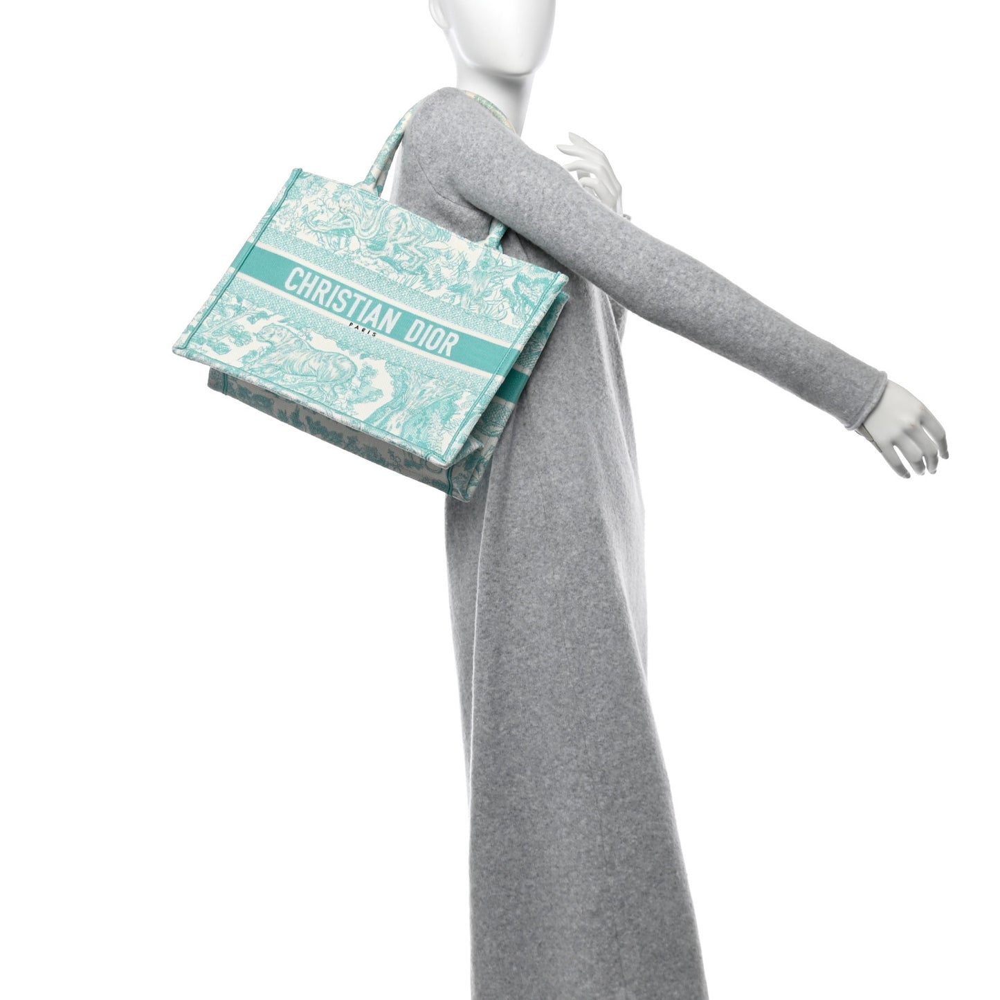 Canvas Embroidered Medium Dioriviera Toile De Jouy Book Tote Aquamarina