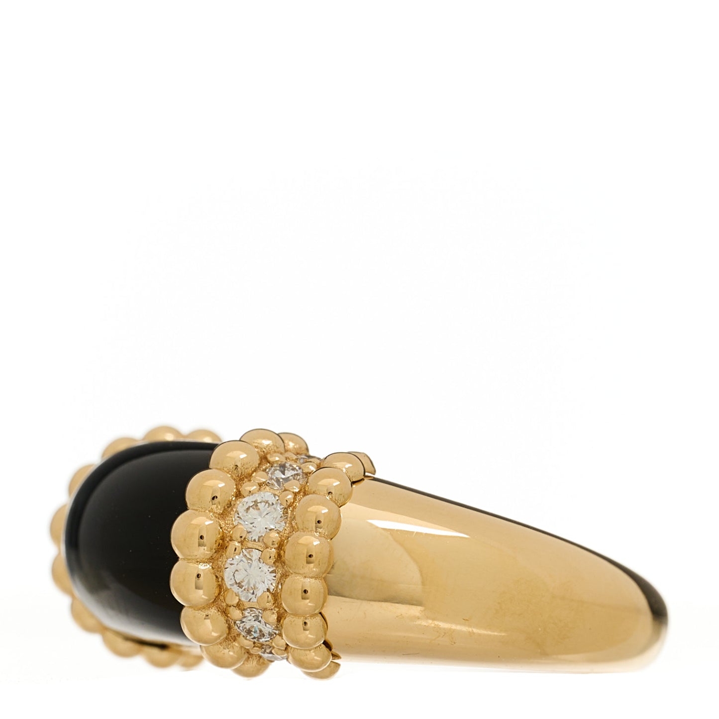 18K Yellow Gold Diamond Black Onyx Perlee Couleurs Ring 53 6.5