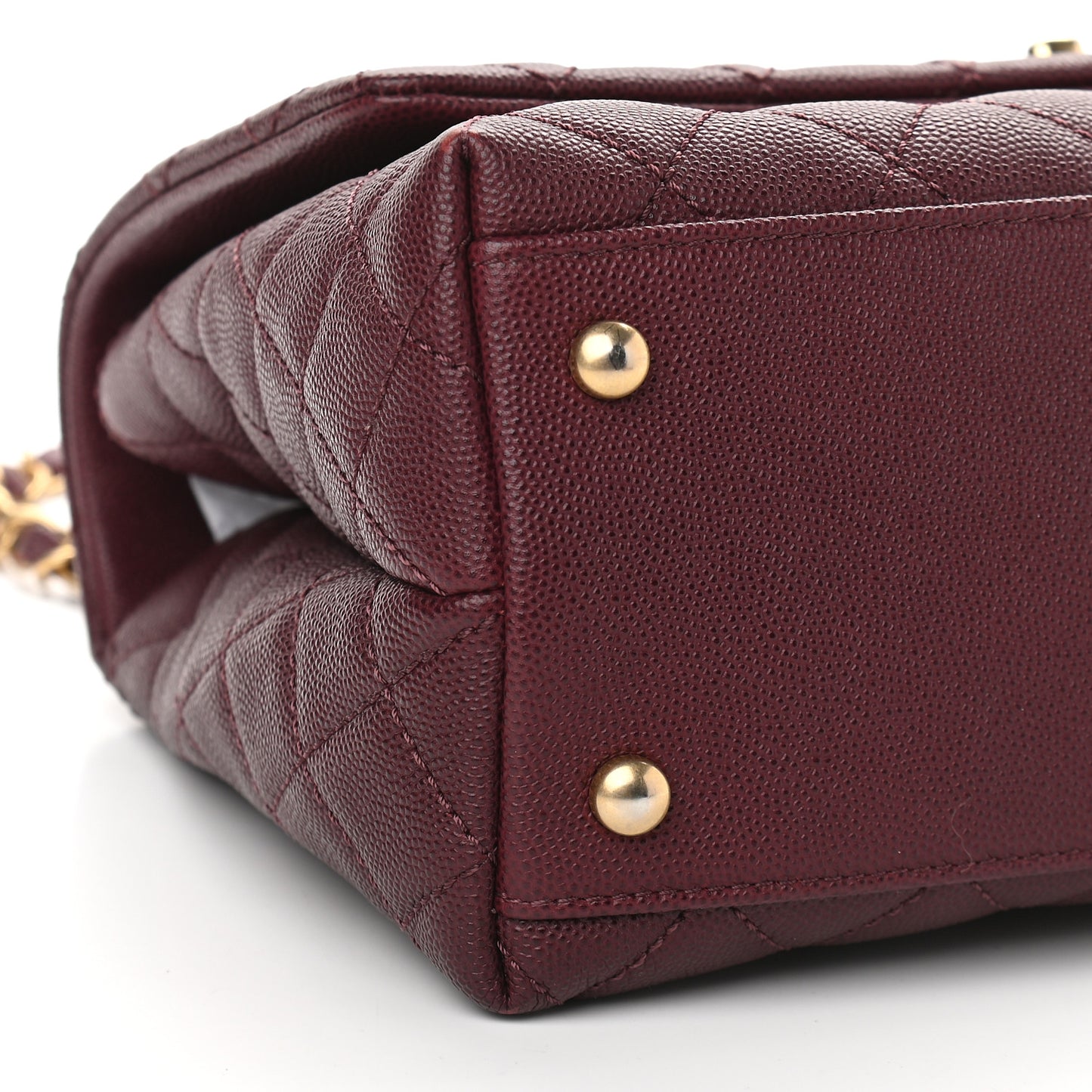 Caviar Lizard Embossed Quilted Small Coco Handle Flap Burgundy