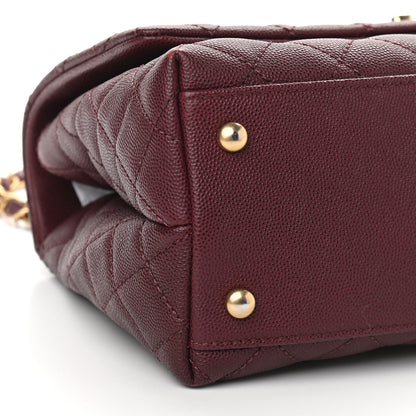 Chanel Caviar Lizard Embossed Quilted Small Coco Handle Flap Burgundy 8 of 9