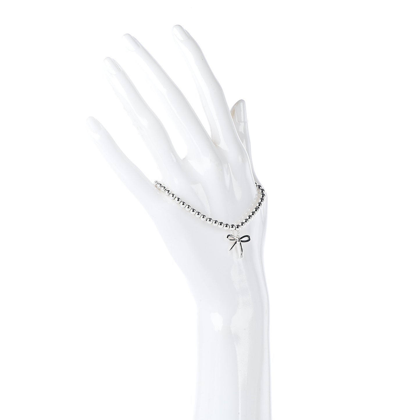 Sterling Silver 4mm Bow Bead Bracelet