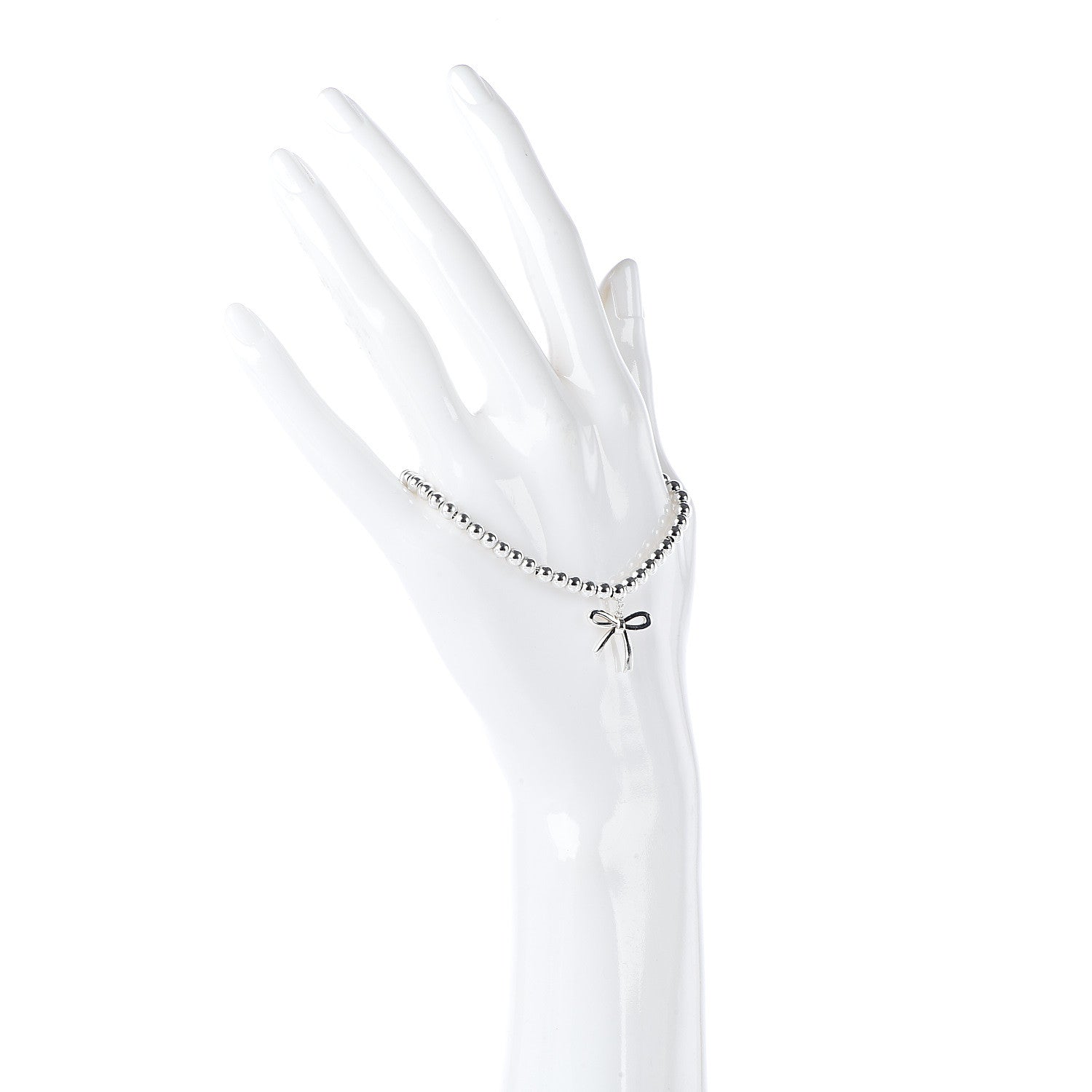 Tiffany Sterling Silver 4mm Bow Bead Bracelet 2 of 4