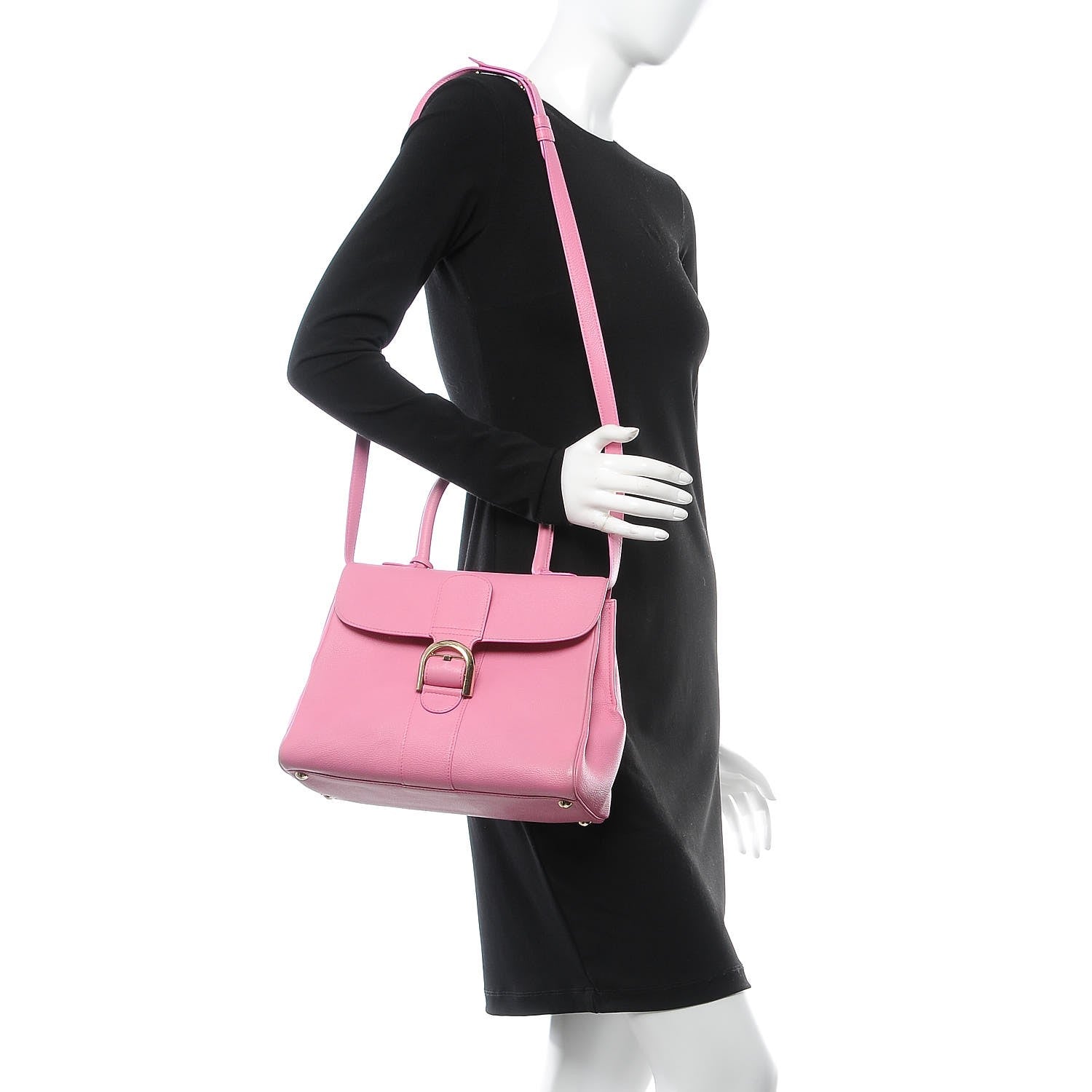 Delvaux Grained Calfskin MM Brillant Satchel Pink 2 of 17
