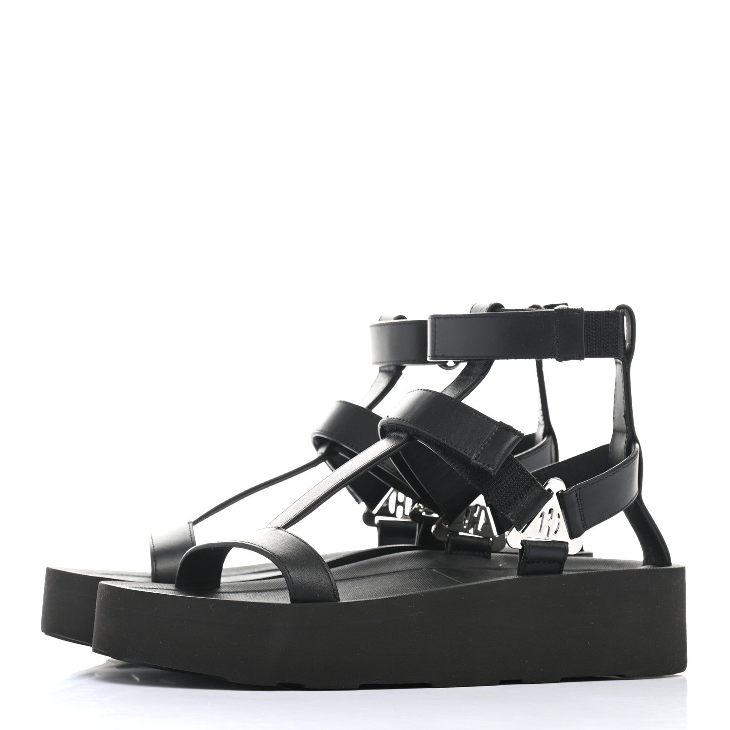 Hermes Calfskin Womens Enid Sandals 37 Black 3 of 9