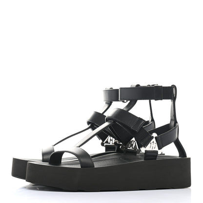 Hermes Calfskin Womens Enid Sandals 37 Black 3 of 9