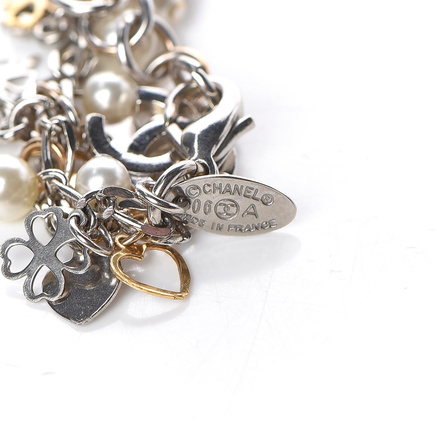 Pearl Lucky Charms CC Bracelet Silver