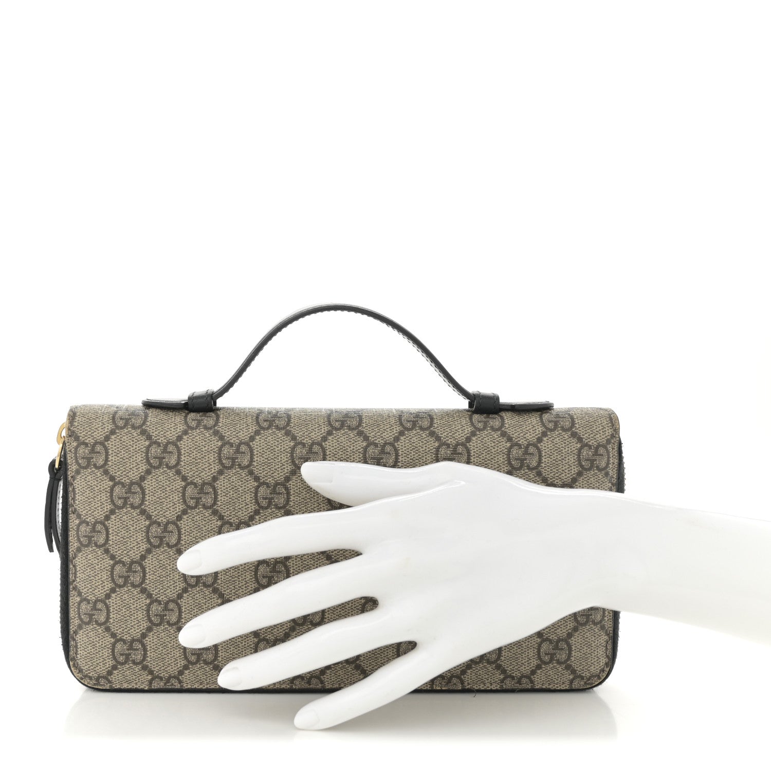 Gucci GG Supreme Monogram Top Handle Zip Around Wallet Black 2 of 11