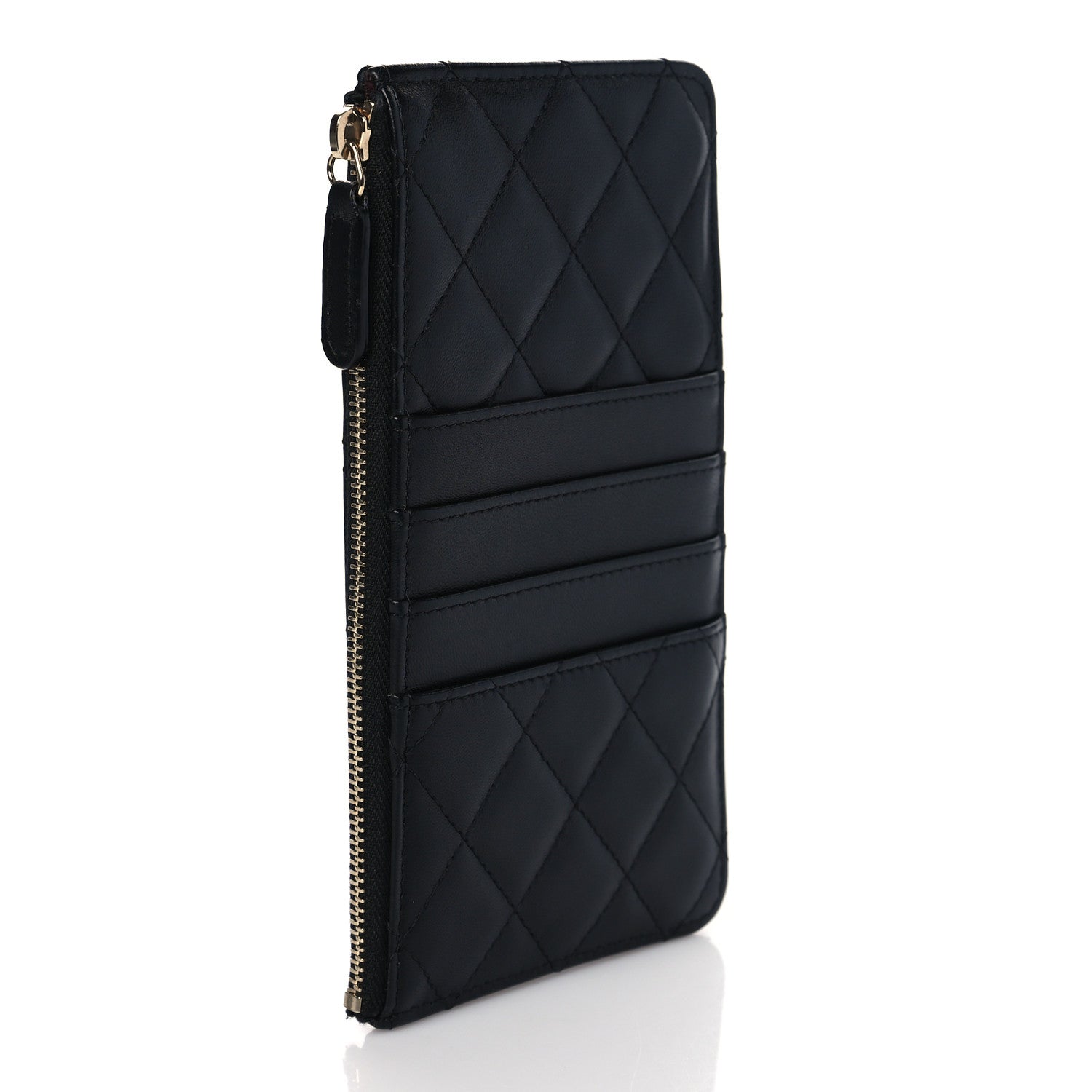 Chanel Lambskin Quilted Classic Flat Wallet Pouch Black 3 of 9