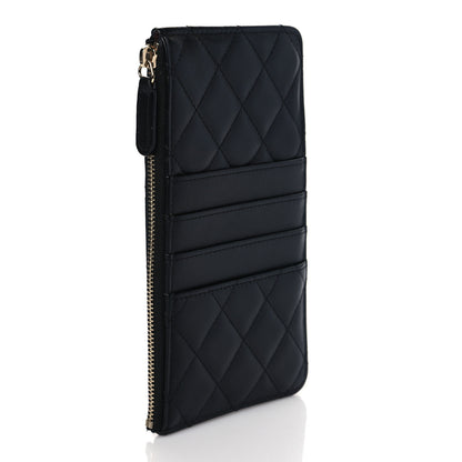 Chanel Lambskin Quilted Classic Flat Wallet Pouch Black 3 of 9
