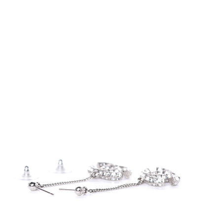 Chanel Baguette Crystal CC Drop Earrings Silver 3 of 4
