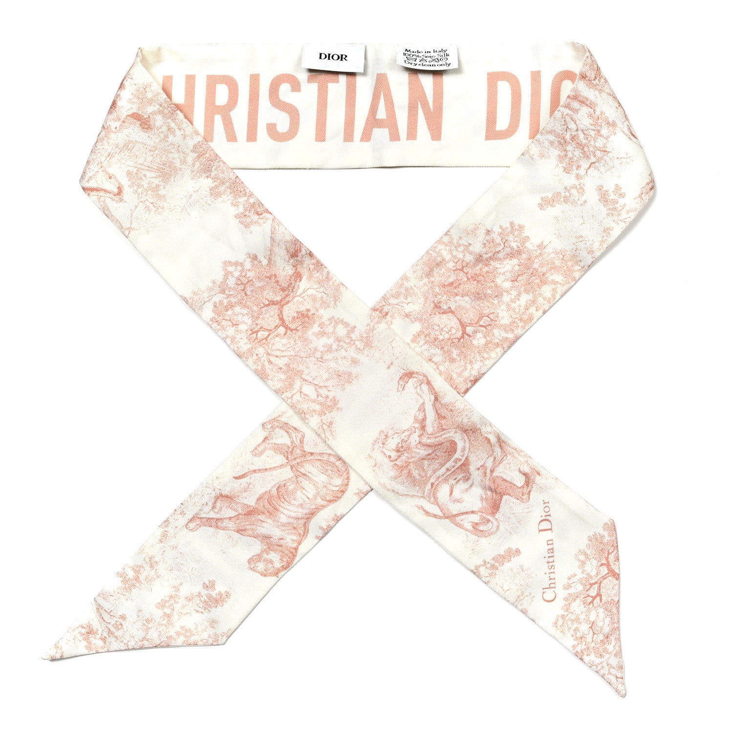 Christian Dior Silk Toile De Jouy Mitzah Scarf Pink 1 of 4