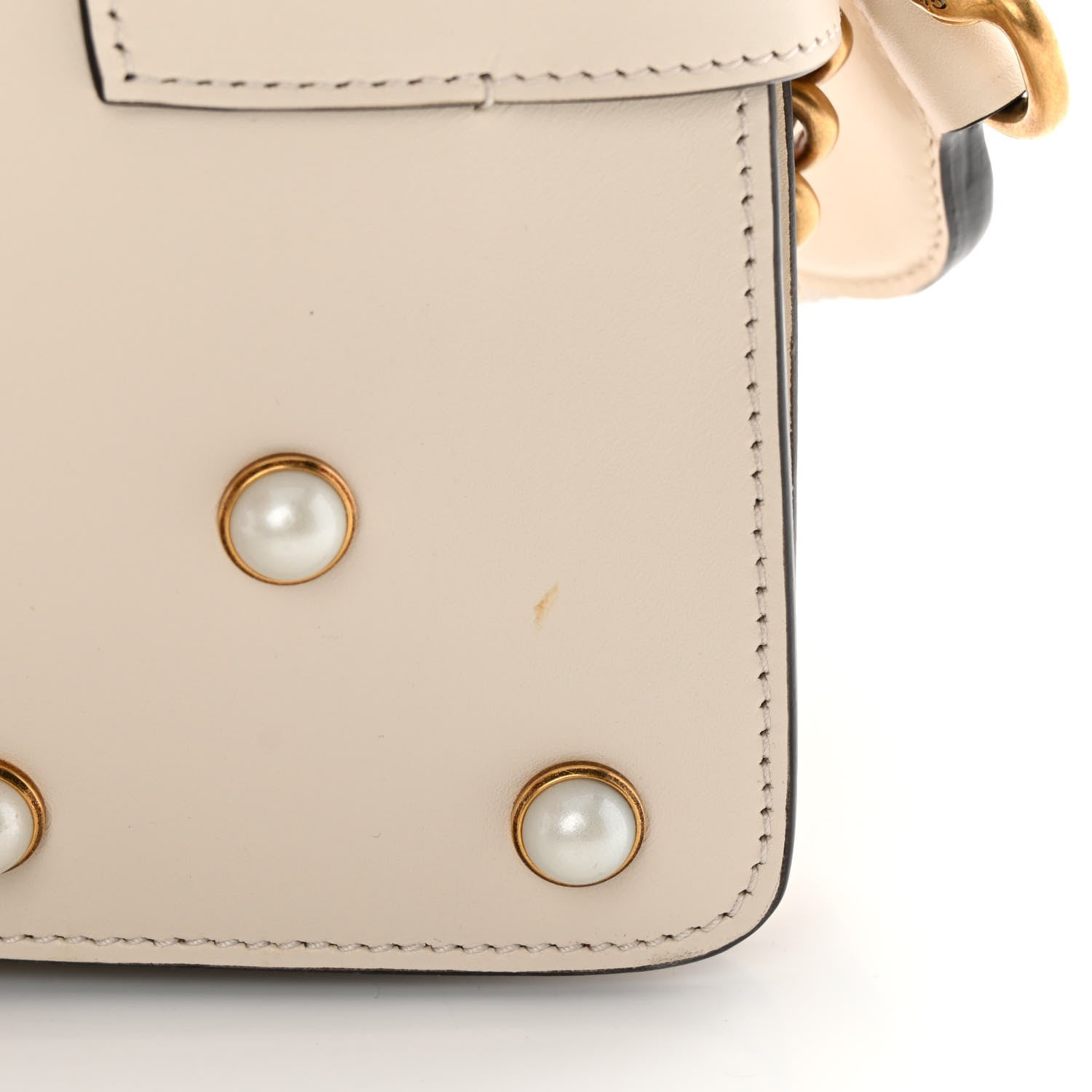 Gucci Nappa Pearl Studded Mini Queen Margaret Broadway Shoulder Bag Mystic White 13 of 14