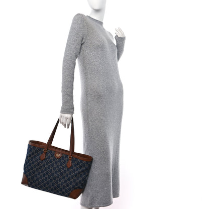 Gucci New Denim GG Monogram Medium Ophidia Shopping Tote Blue Tea Cuir 2 of 10