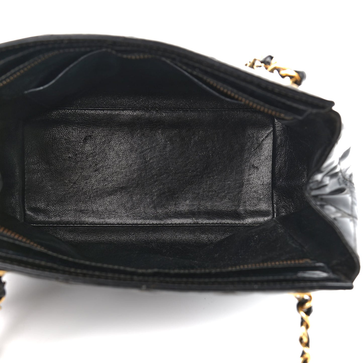Patent Quilted CC Shoulder Bag Black