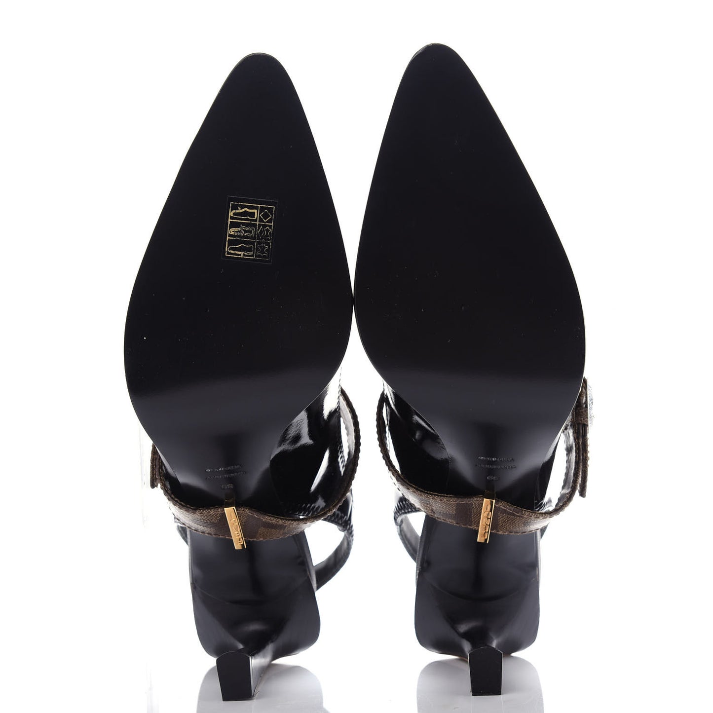 Glossy Neoprene Glazed Fabric FF FFrame Court Mary Jane Slingback Pumps 39 Black Tobacco Moro