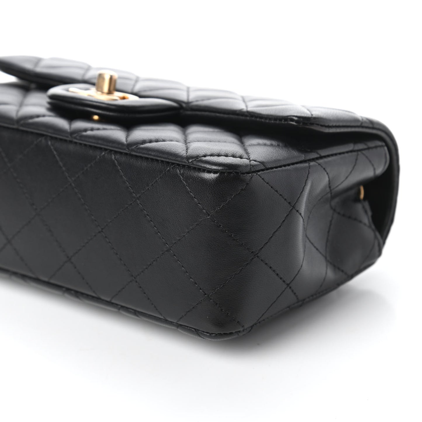 Lambskin Quilted Mini Rectangular Flap Black