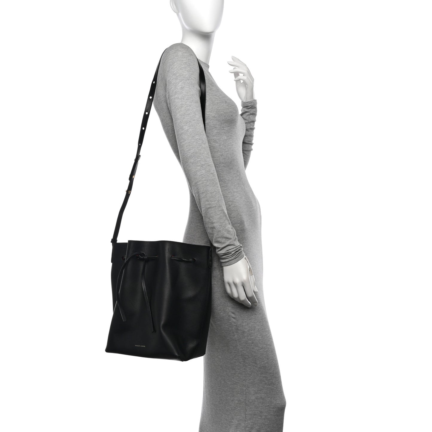 Vegetable Tanned Calfskin Bucket Bag Black Flamma