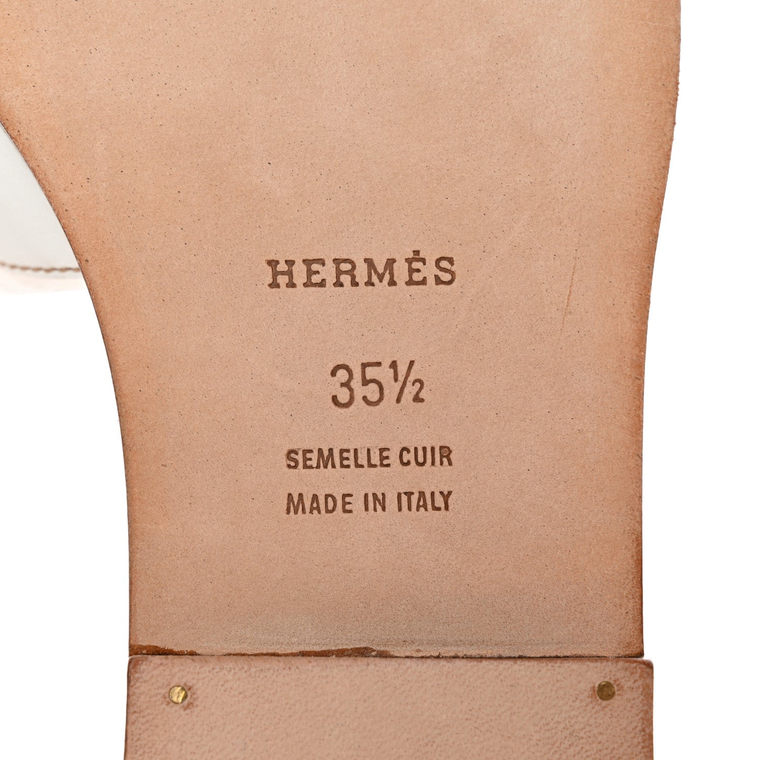 Hermes Box Calfskin Oran Sandals 35.5 White 6 of 14