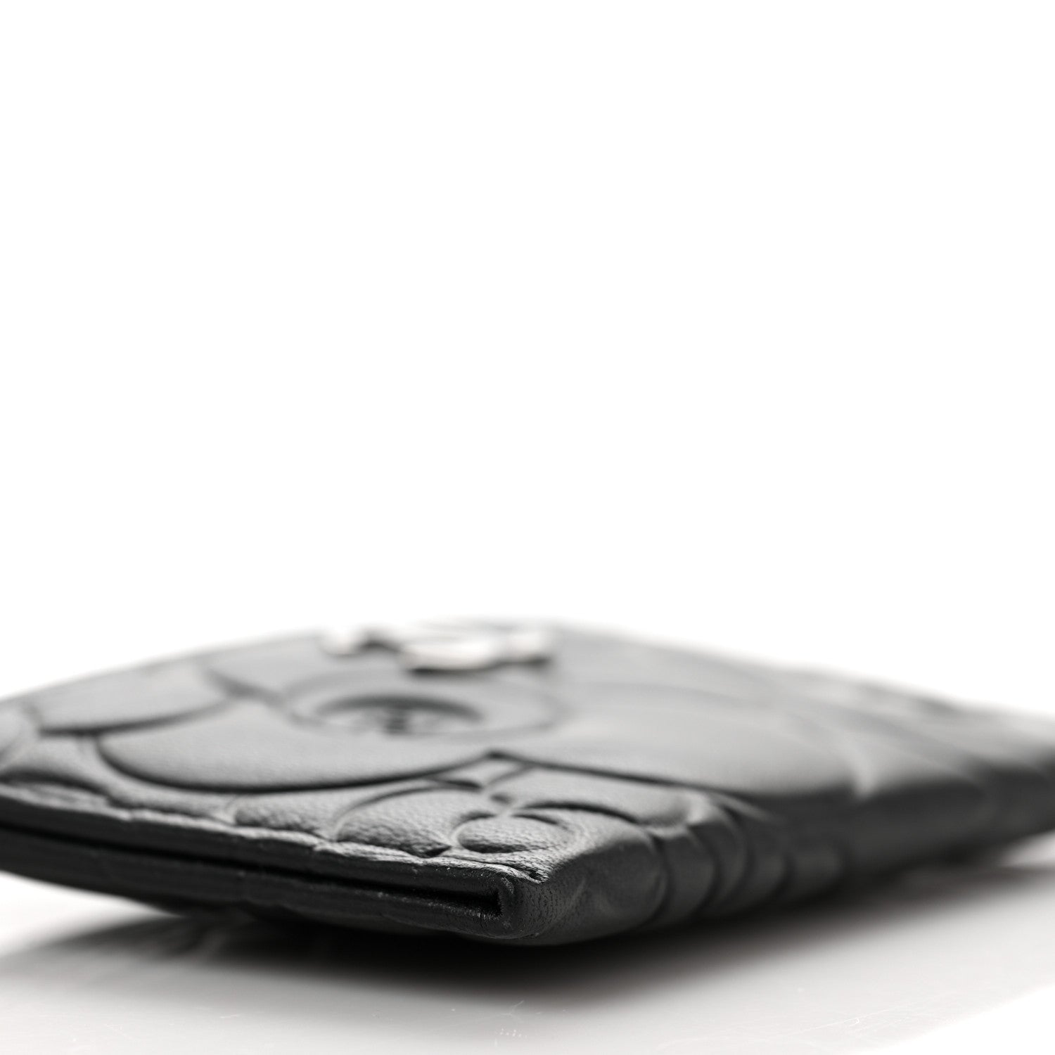 Chanel Lambskin Camellia Embossed Card Holder Black 8 of 10