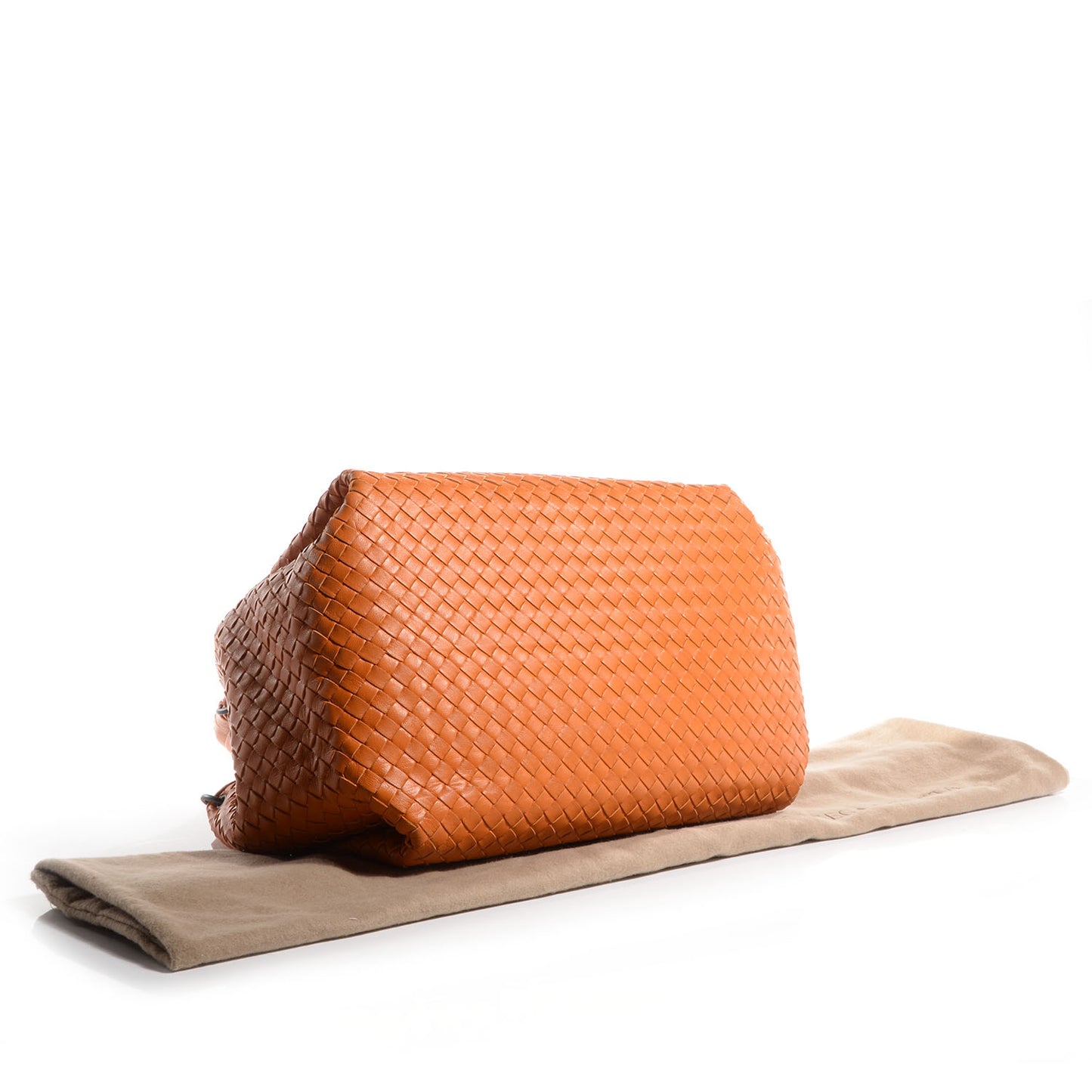 Nappa Intrecciato Woven Double Strap Parachute Tote Tangerine